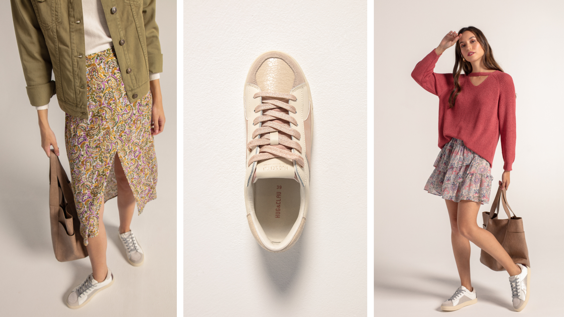 falda boho con zapatillas